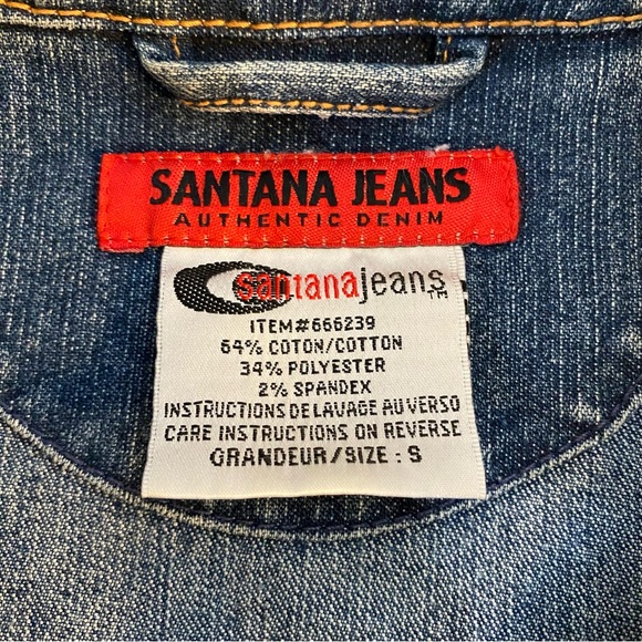 Santana Jeans Trucker Jacket Metal Buttons Women’s Small Blue Medium Wash EUC - Picture 2 of 7